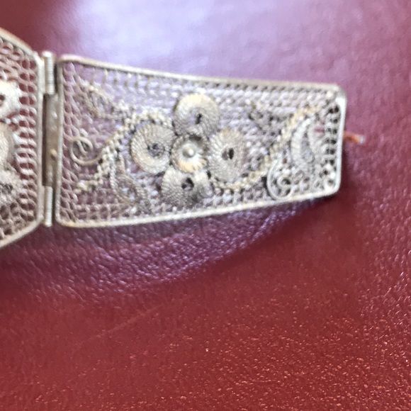 Vtg Chinese Filigree bracelet with Carved Bone - Picture 9 of 12